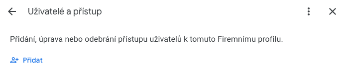 Google Business Profile - nastavení přístupu